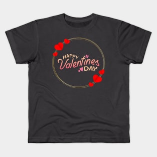 Happy Valentines Day- Ring With Hearts Kids T-Shirt